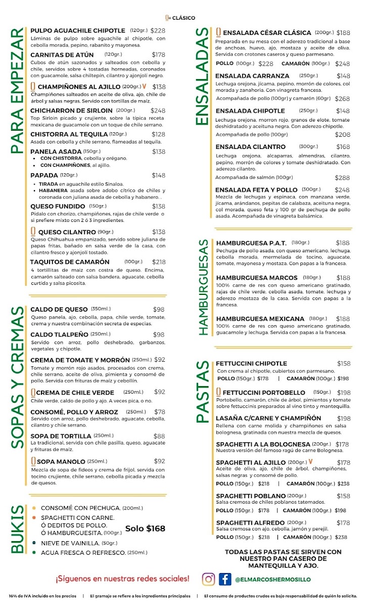 El Marcos Hermosillo Menu - Image 1